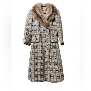 Vintage Tweed and Raccoon, Penny Lane fur coat, medium